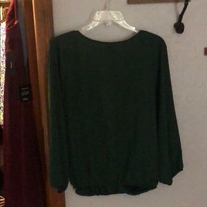 Green open back blouse